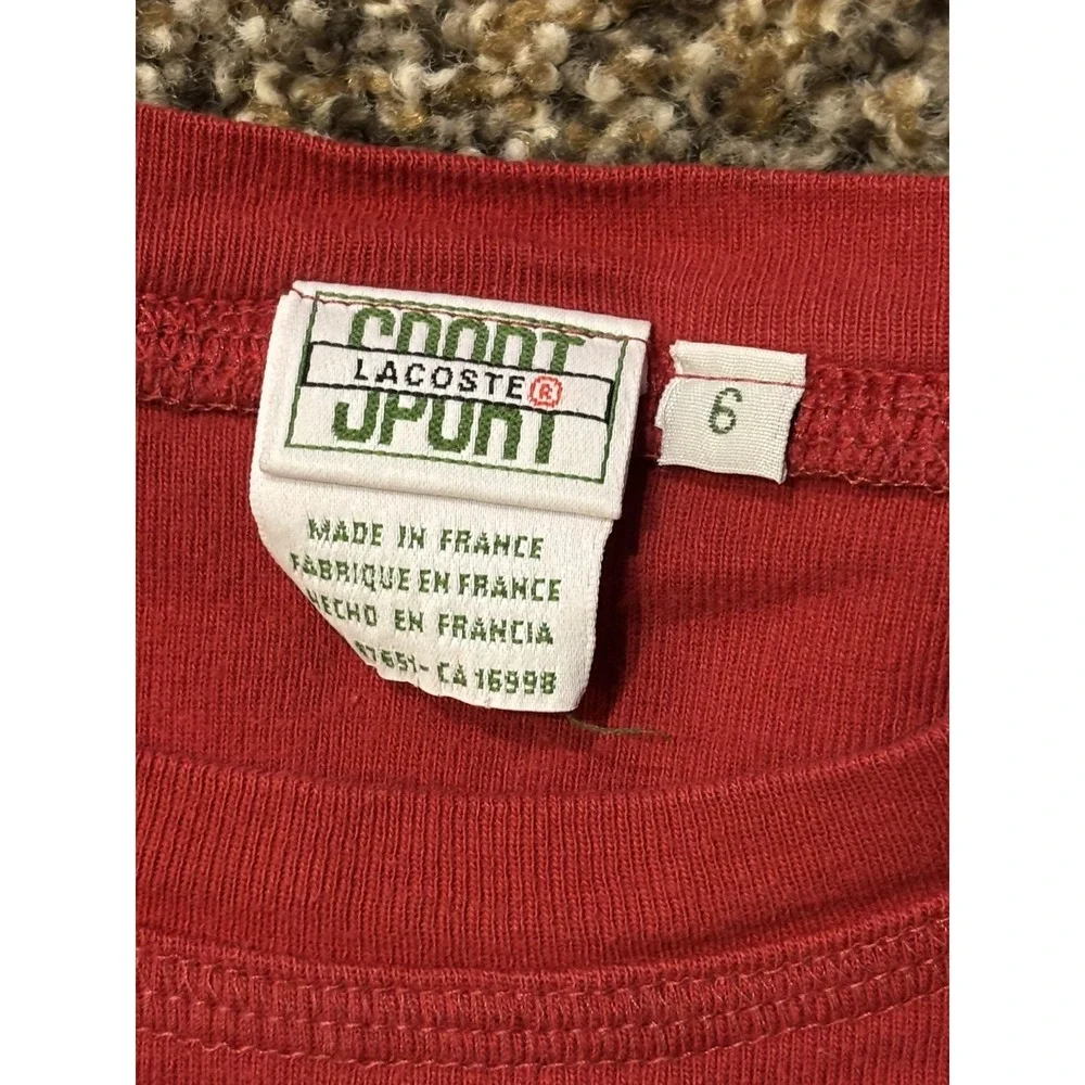 Lacoste Kids Vintage Red Long Sleeve Shirt‎ Size 6 100% Cotton B22